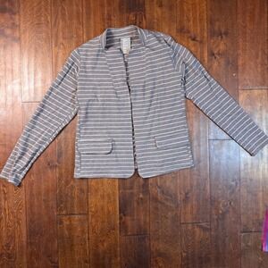 Dolan Left Coast Collection Grey Striped Open Front Blazer Jacket Womens Medium